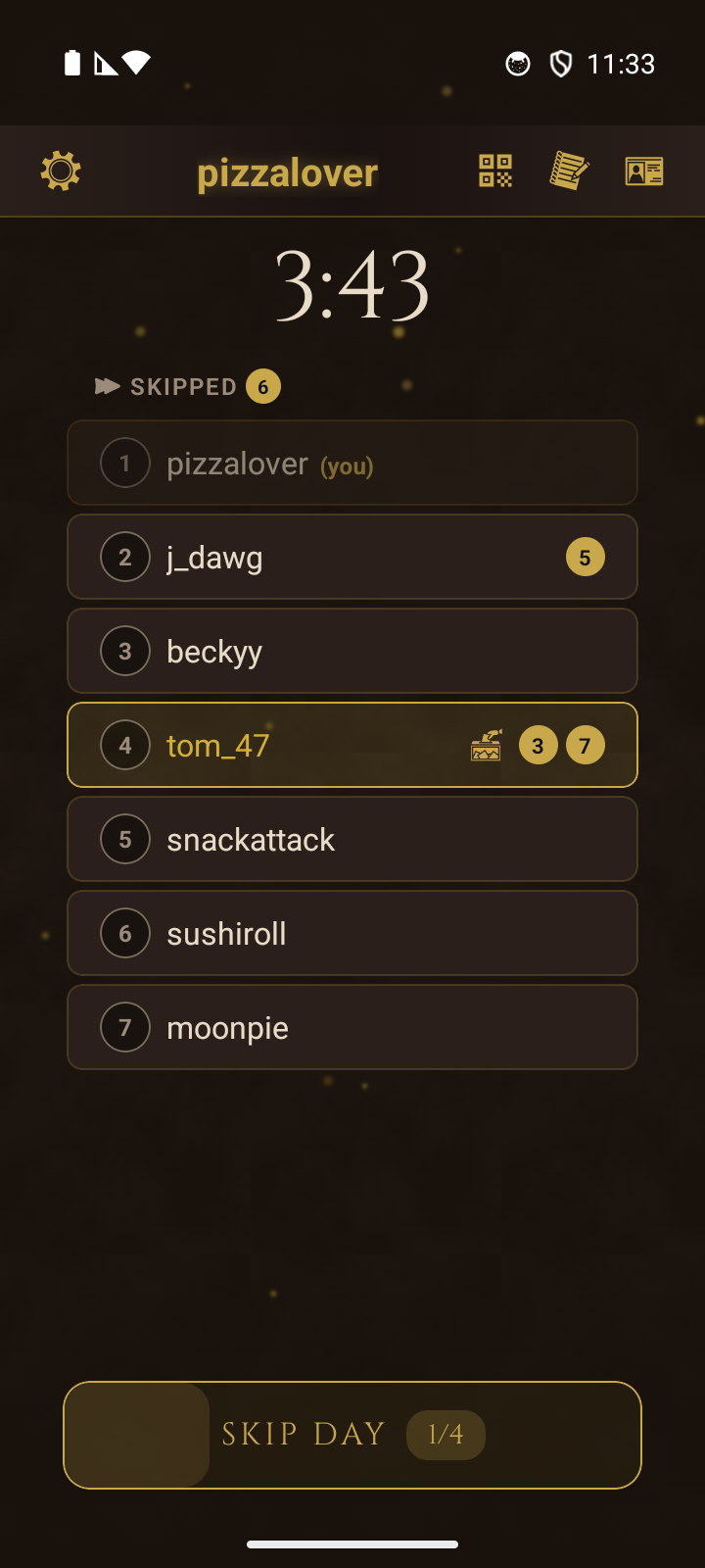 The narrated day vote - live vote circles next to each player