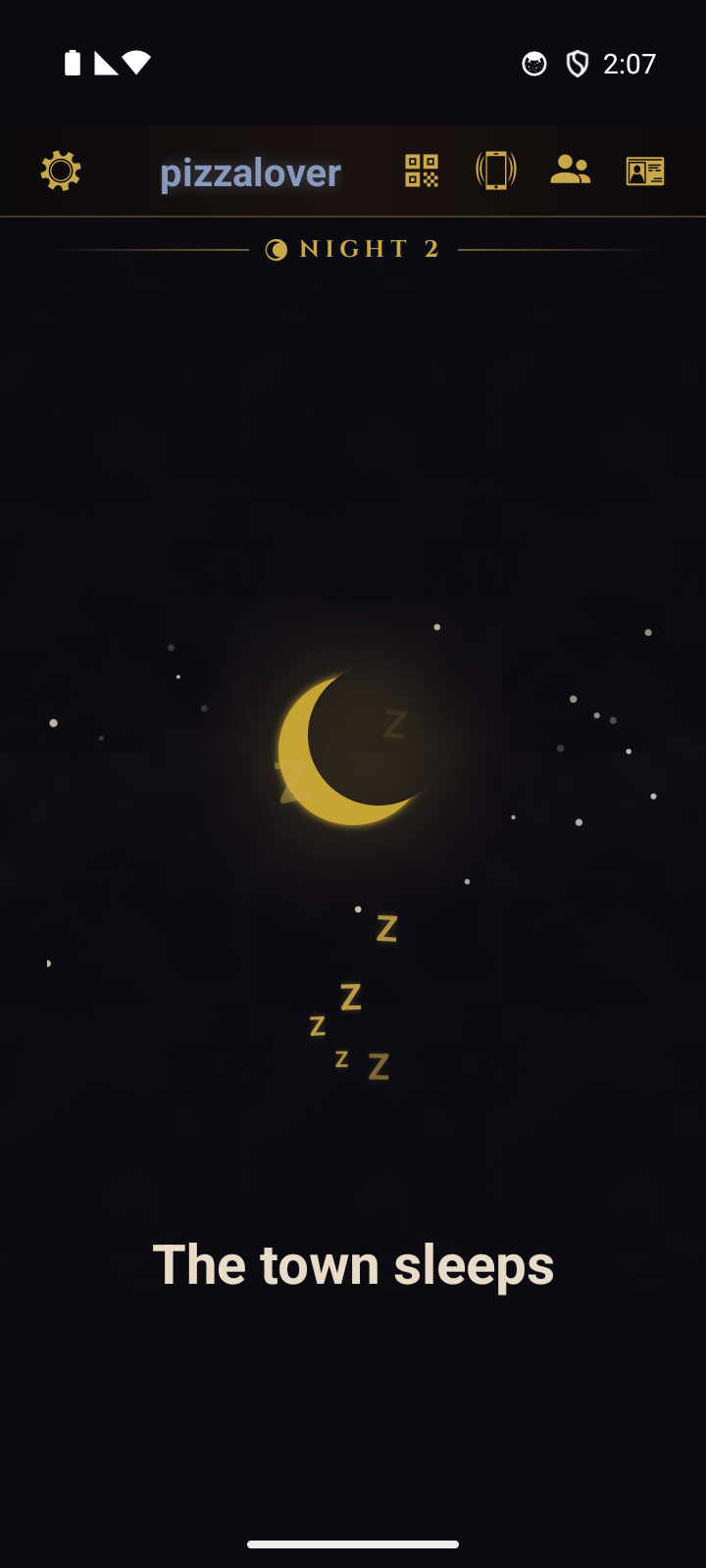 The sleeping-town screen shown while the narrator runs the night